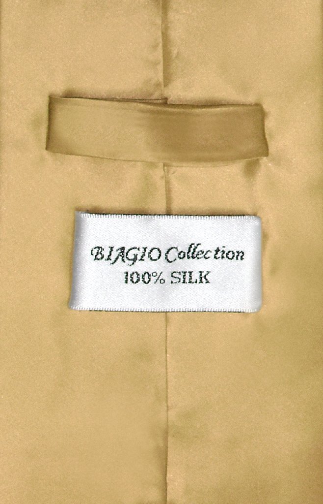 Biagio 100% SILK Solid GOLD Color NeckTie and Handkerchief Mens Neck Tie Set