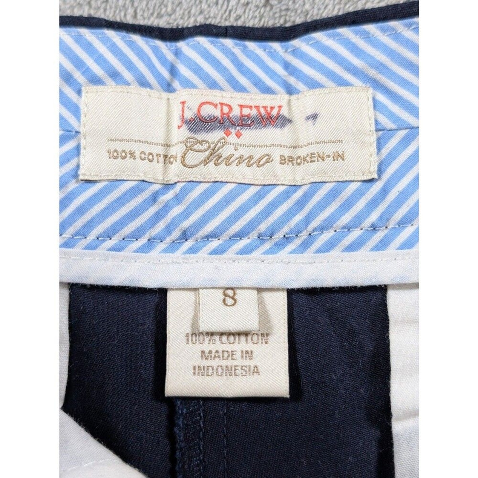 J.Crew Factory Chino Shorts Womens 8 Navy Blue Broken In Cotton Style 36234