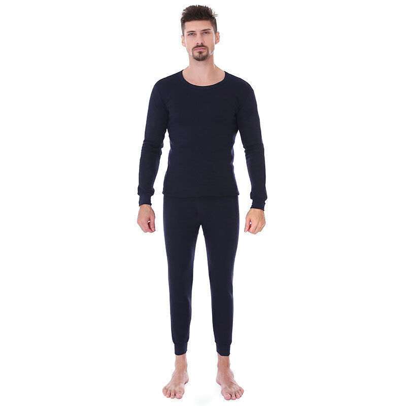 Mens Winter Ultra-Soft Fleece Lined Thermal Top & Bottom Long John Underwear Set