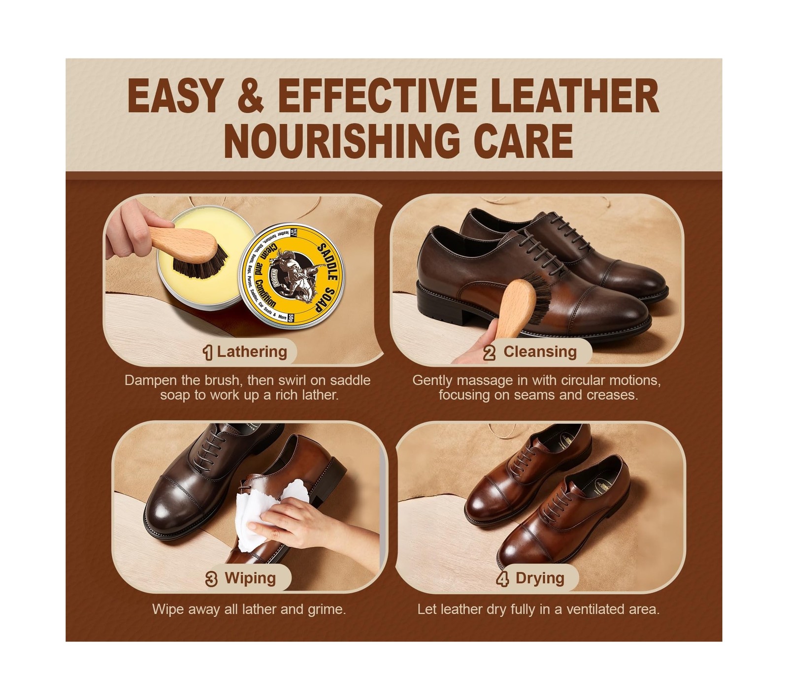 Leather Boot Care Kit, Mink Oil & Saddle Soap for Leather Cleaning & Leather …