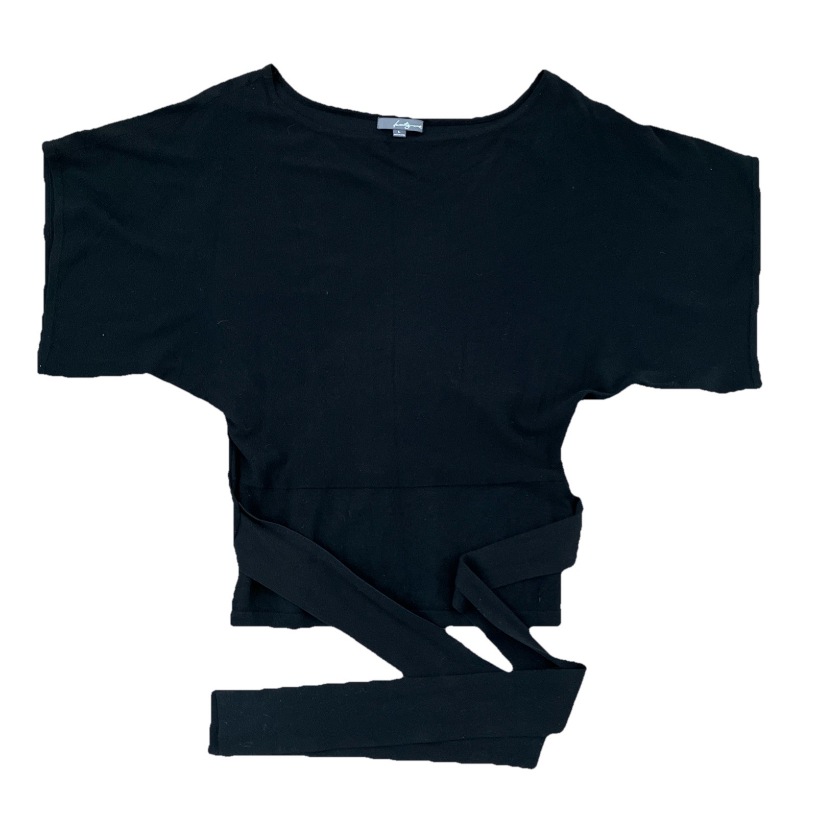 Forever 21 Women’s Knit Boat Neck Batwing Sleeve Cinched Waist Top Black M or L.