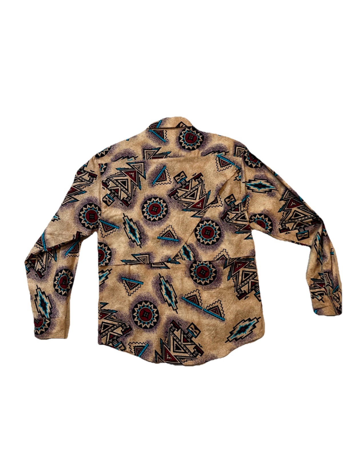 Wrangler Authentic Western Apparel Geometric Aztec Woven Cotton Shirt Tan M