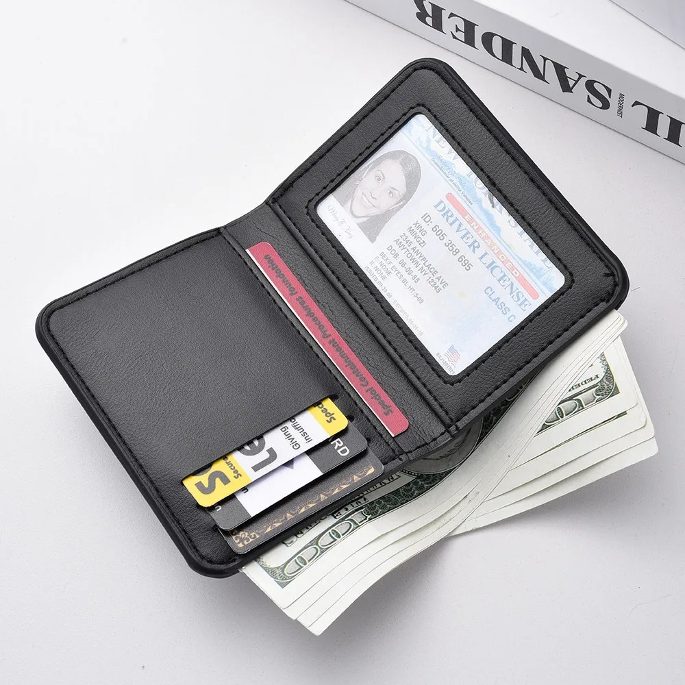 Ultra-thin Mini Soft PU Leather Men’s Wallet Slim Credit Card Holder Vertical NE