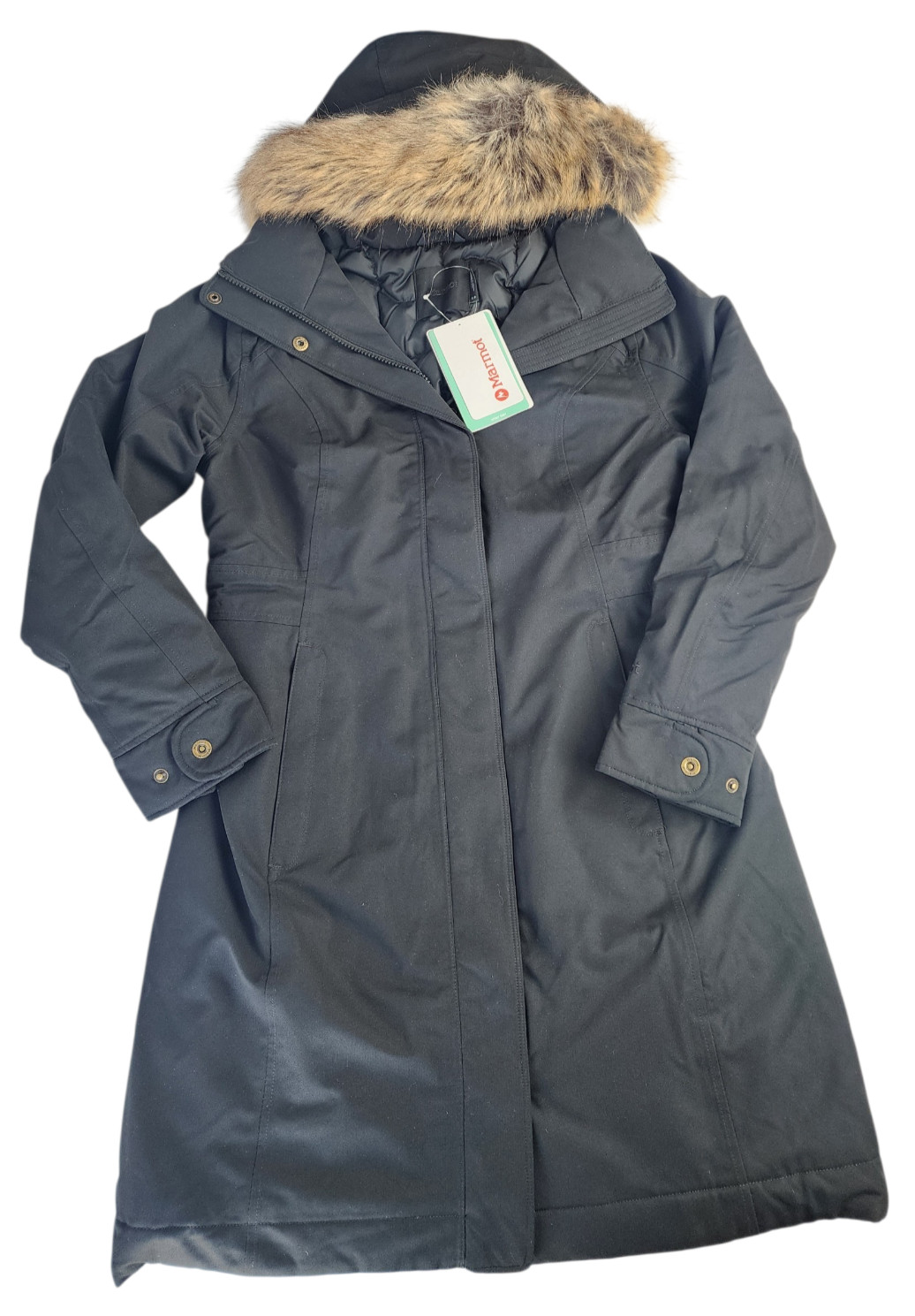 Marmot Womens Chelsea Down Coat JET BLACK Size SMALL $380 Msrp