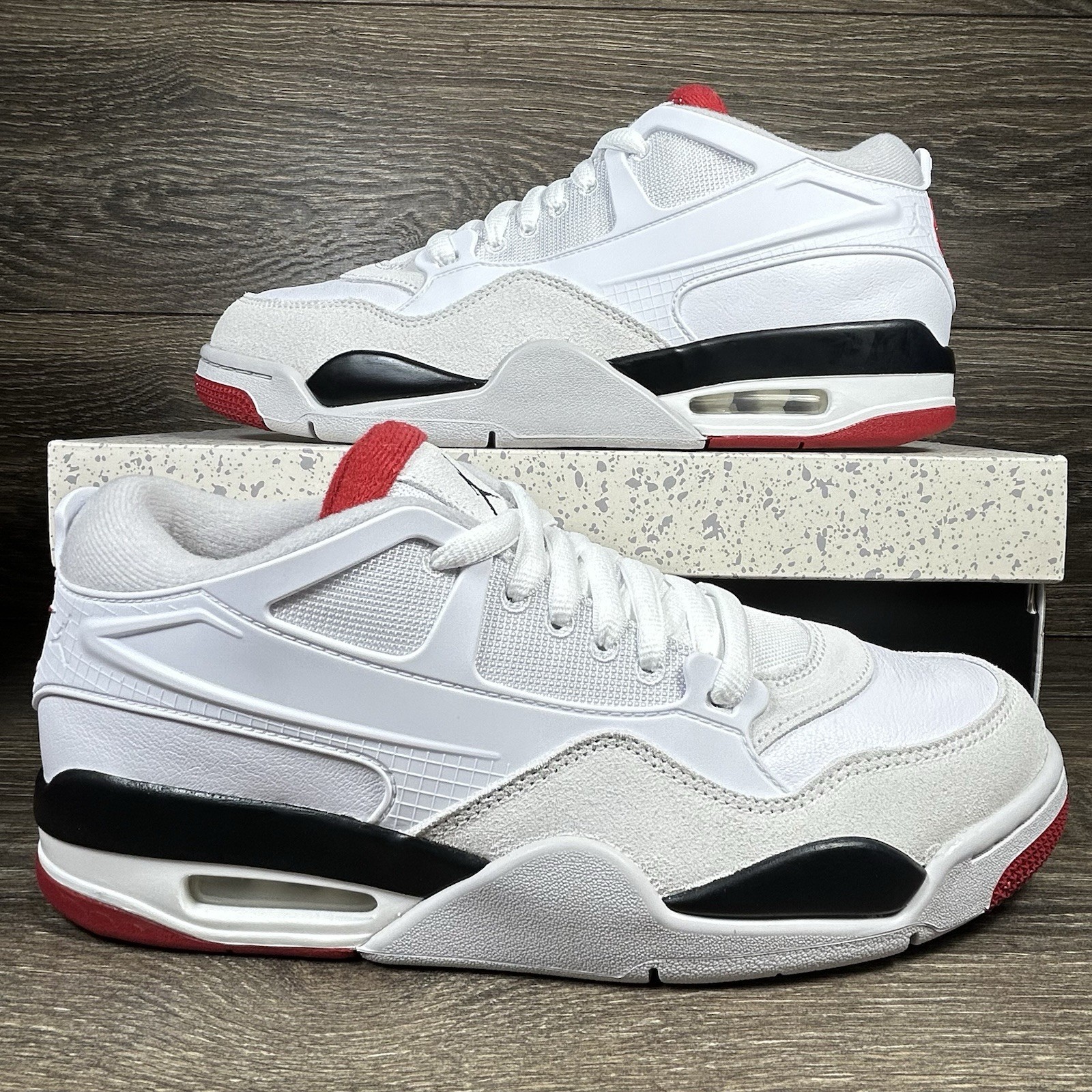 Nike Men’s Air Jordan 4 RM White Fire Red Athletic Shoes Sneakers Trainers New