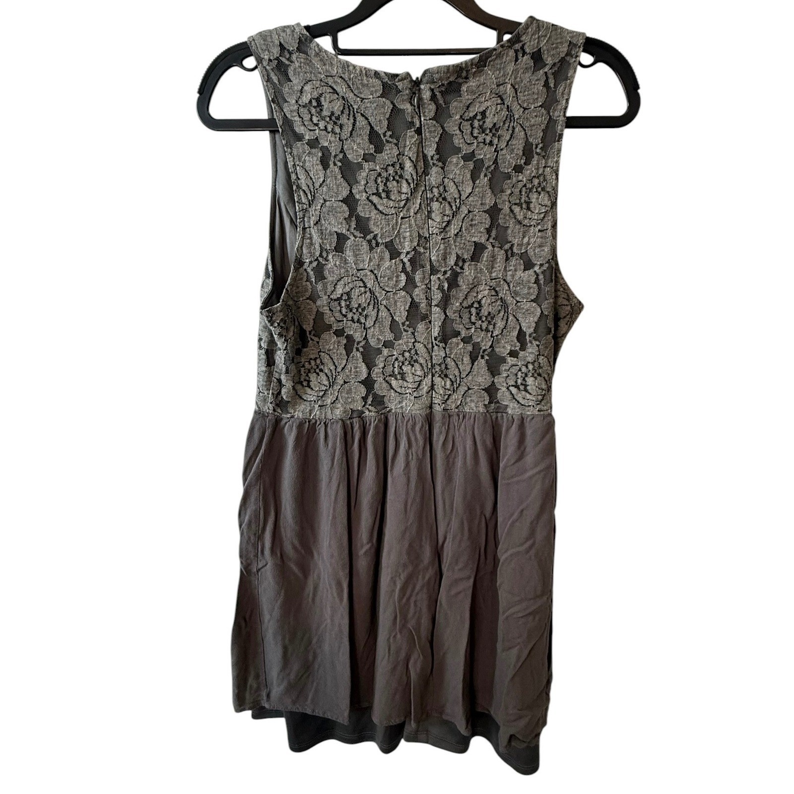 Altar’d State Gray Lace Bodice Fit & Flare Mini Dress Sleeveless Gray Size L