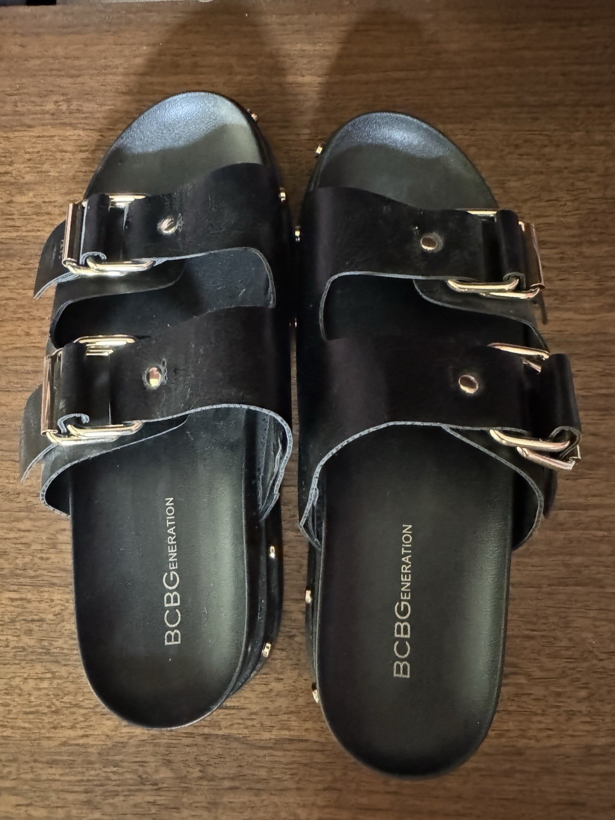 BCBGeneration Bamba Women’s Slip on Studded Slide Platform Sandals Black 8 1/2