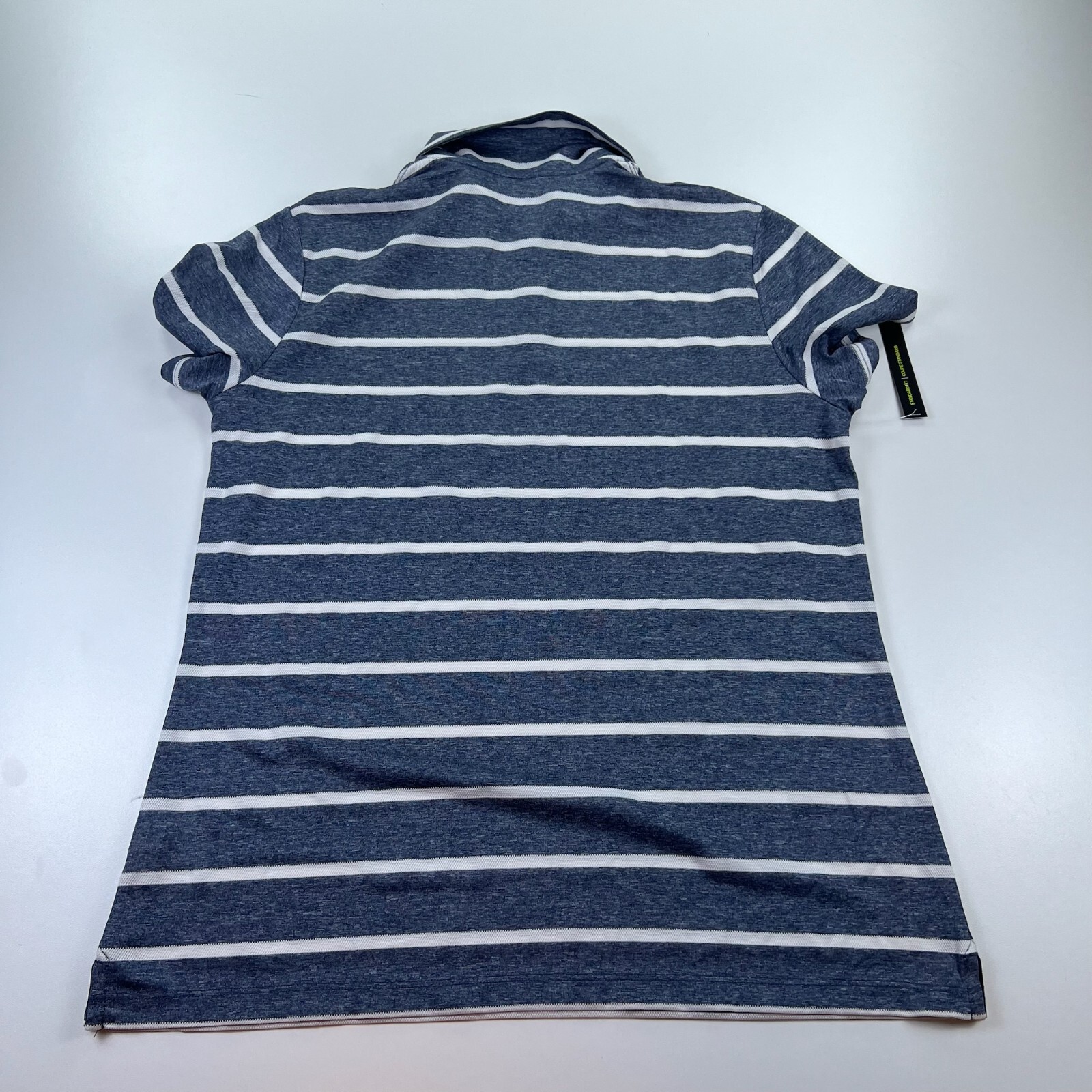 NEW Nike Polo Shirt Womens Large Blue Striped Golf Dri Fit Lightweight
