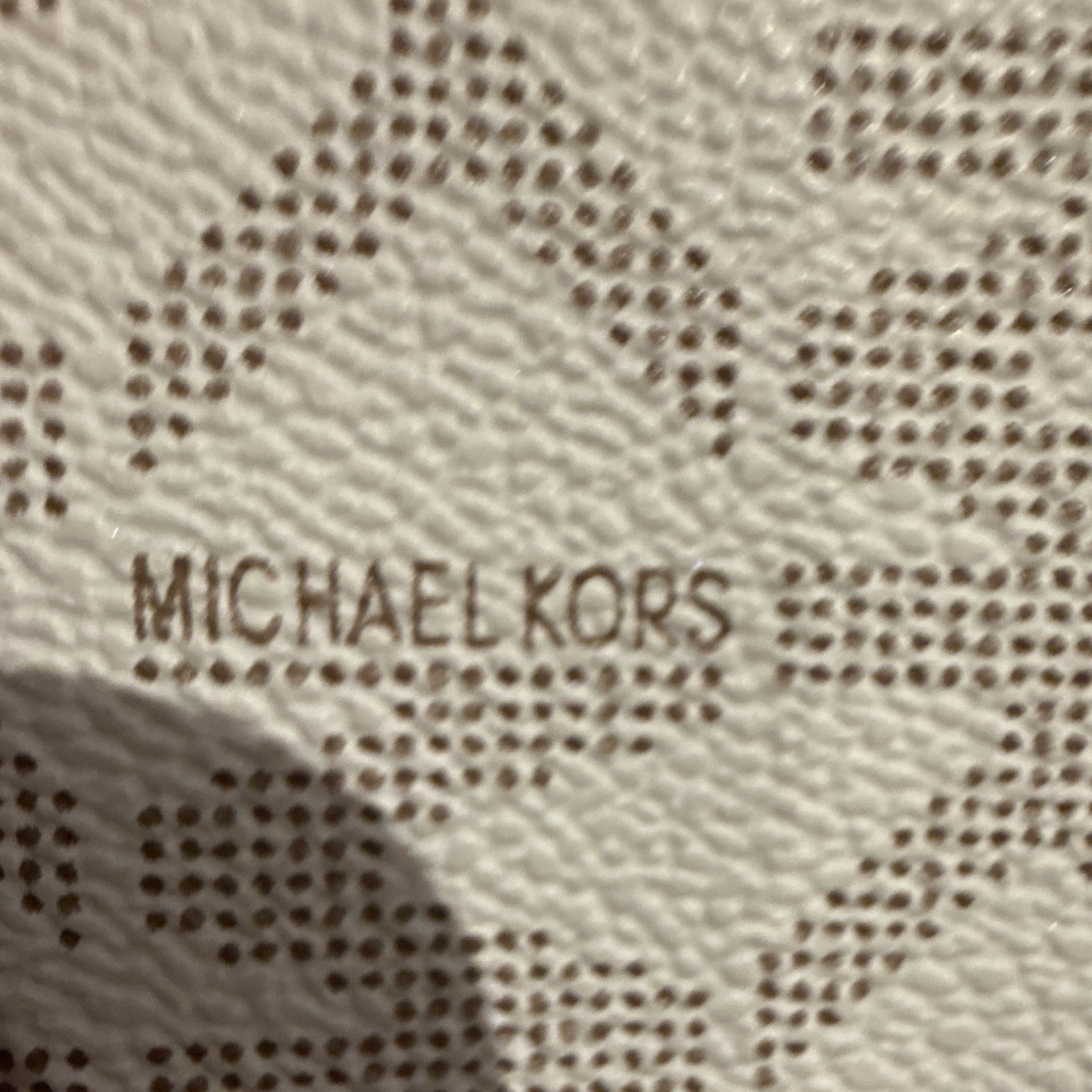 Michael Kors MK Logo Zip Pouch Wallet Wristlet w/ Gold Chain, White/Beige