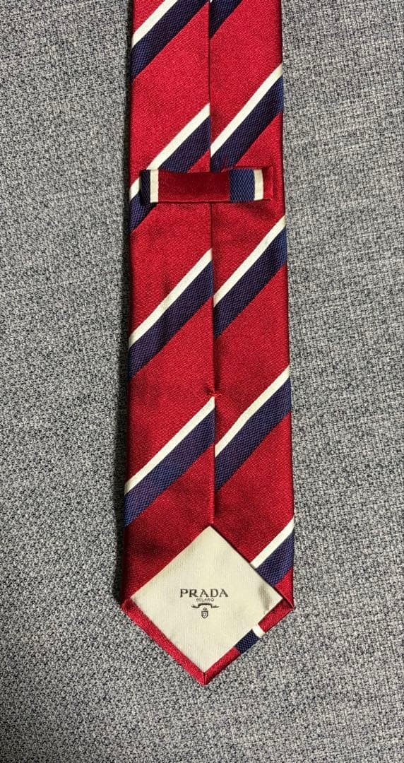 Prada Striped Red Tie 7cm Wide Unused, Suit Accessory, Made in Italy