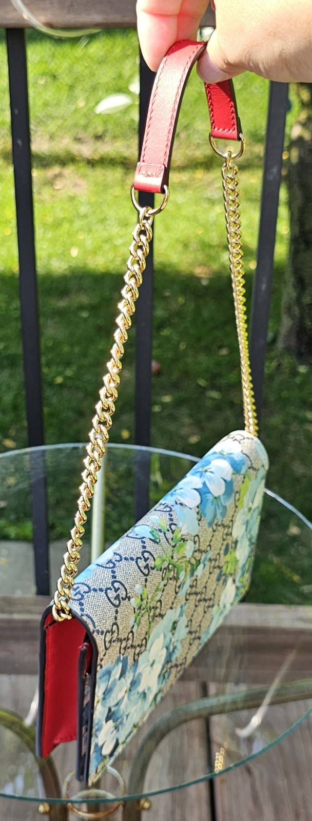 Gucci Blooms Wallet On Chain Blue
