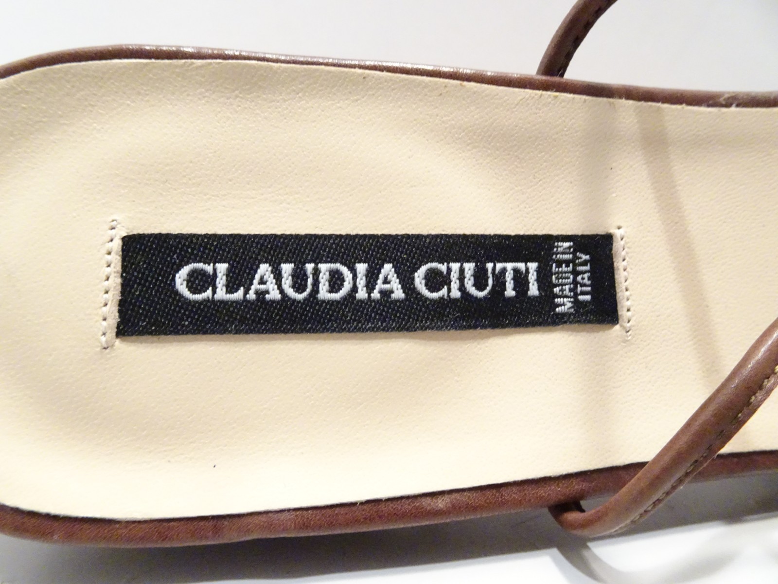 Claudia Ciuti Brown Slingback Sz 6.5M Leather Sandals Snakeskin Accent Strappy