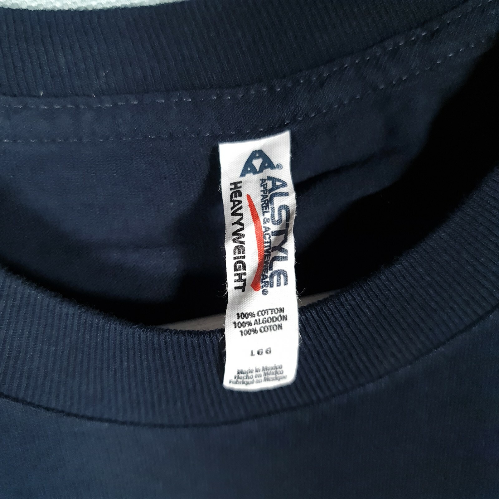 Alstyle Apparel & Active Navy T-Shirt Heavyweight Print Mens Size L