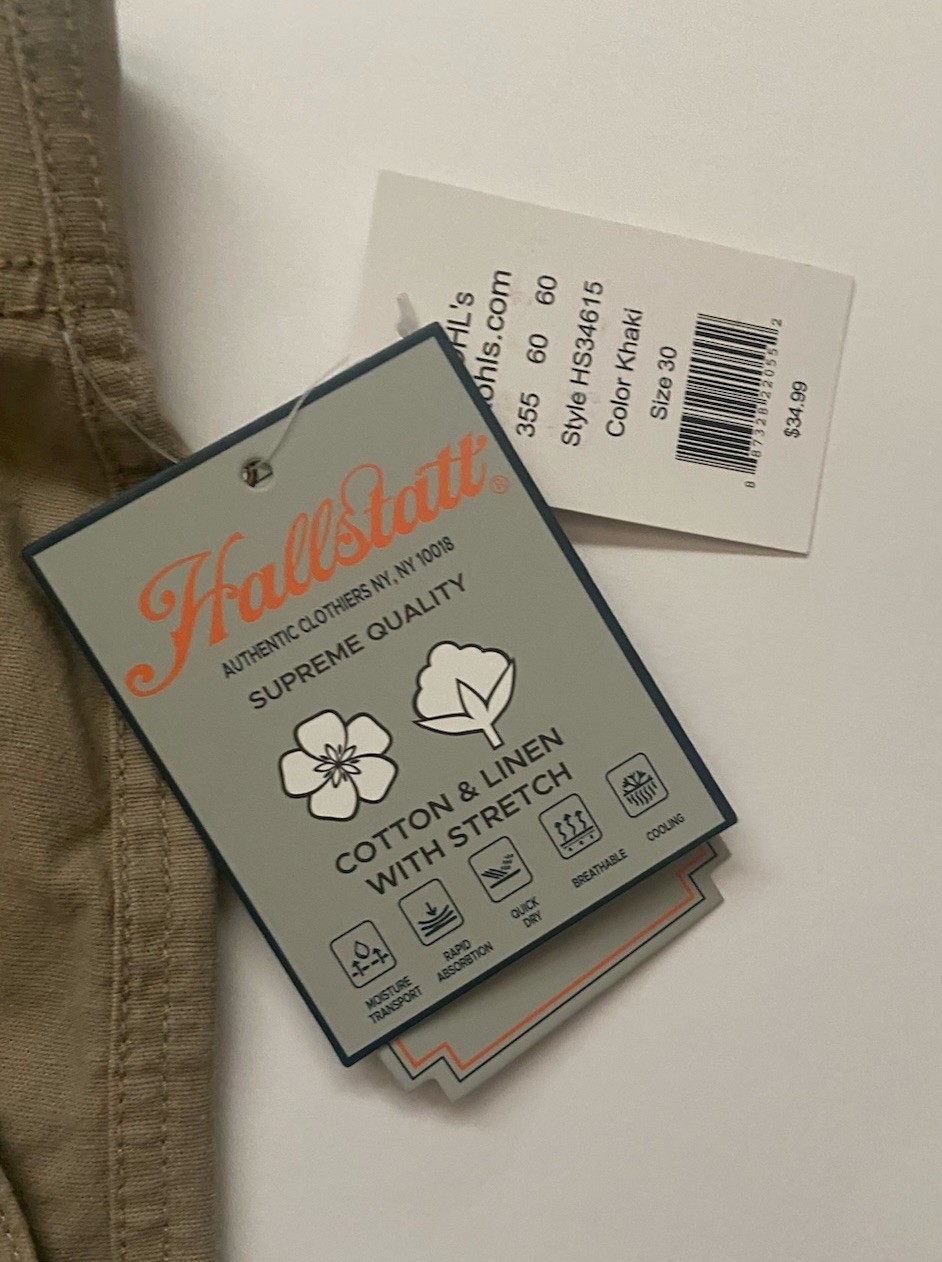 Hallstatt Men’s Cargo Shorts Size 30/32 – 10in Inseam Khaki New w Tags