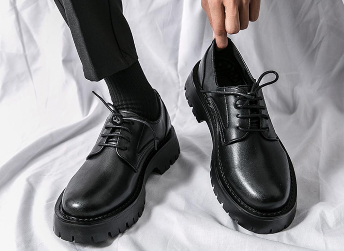 Men’s Shiny Leather Platform Dress Lace Up Business Wedding Shoes Fashion Party