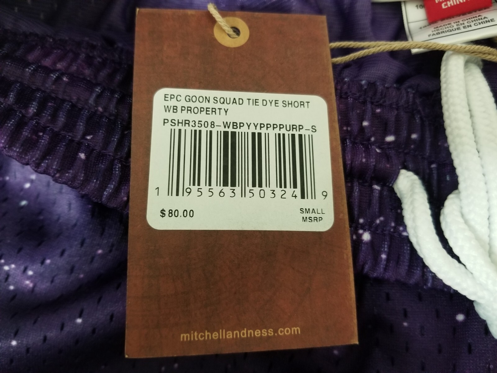 New Mens Mitchell & Ness Space Jam Goon Squad Tie Dye Drawstring Athletic Shorts