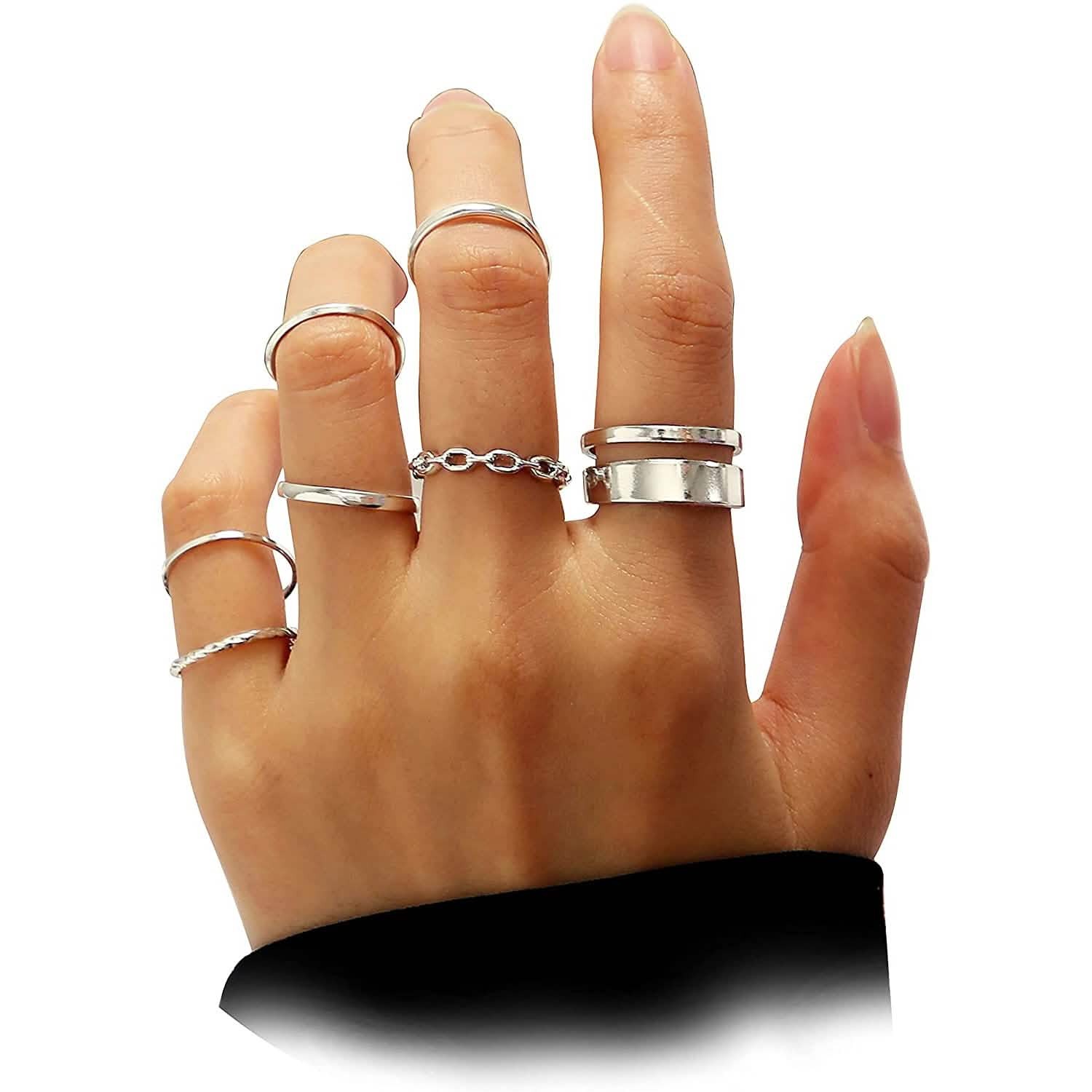 7-Piece: Women’s Gold Knuckle Ring Set