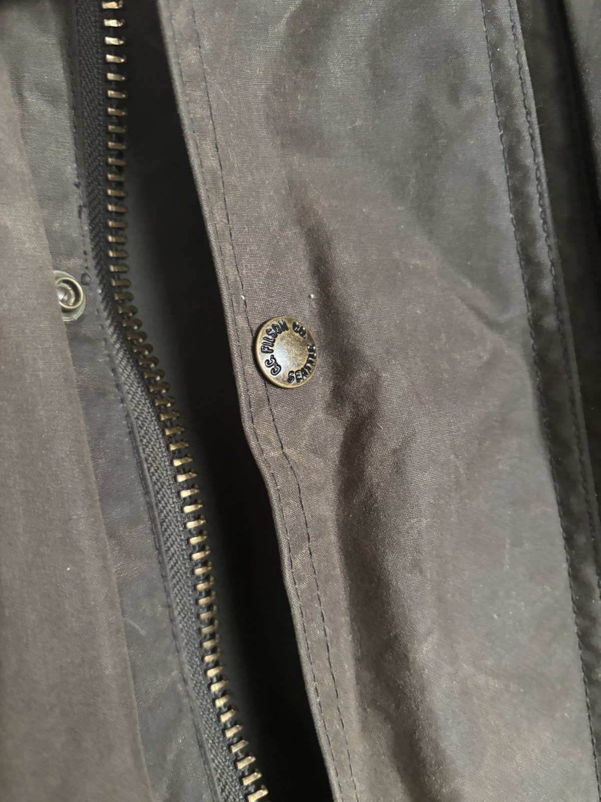 FILSON Mile Marker Jacket Otter Green Waxed Cover Cloth Coat Hunting Mens L