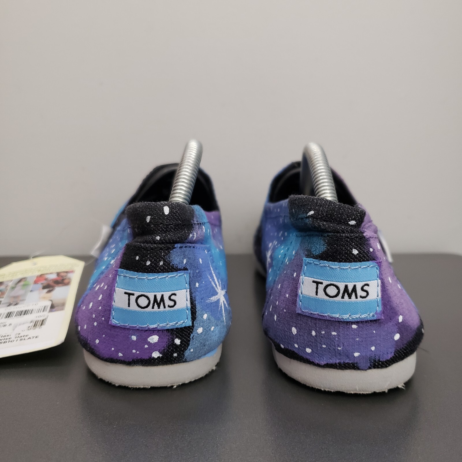 Hand Painted Original Toms Womens 8.5 Night Sky Stars Purple Blue Black Shoes
