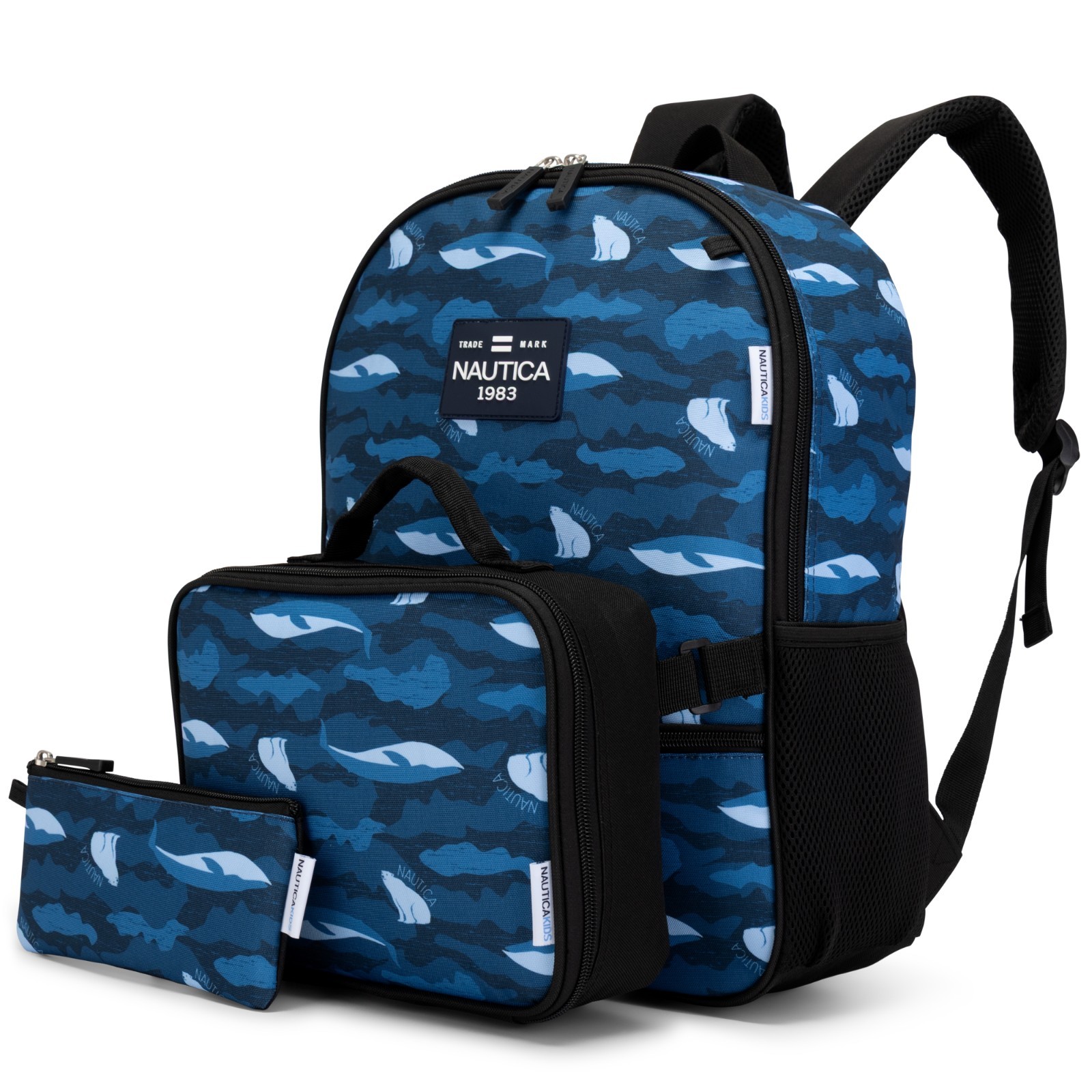 Nautica 16″ Back to Basics Cushioned Kids 3-Piece Backpack Set | Polar Camo
