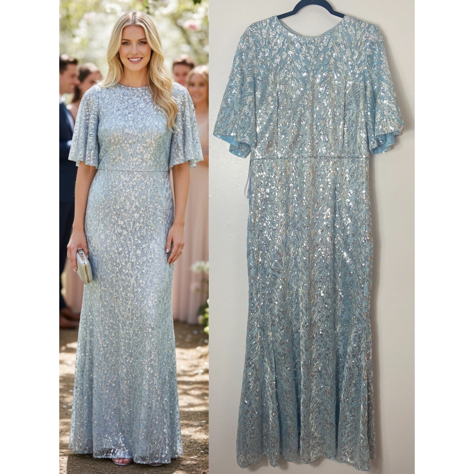 NWT JS Collections Dress 12 Blue Mother of the Bride Wedding Guest Formal Gown