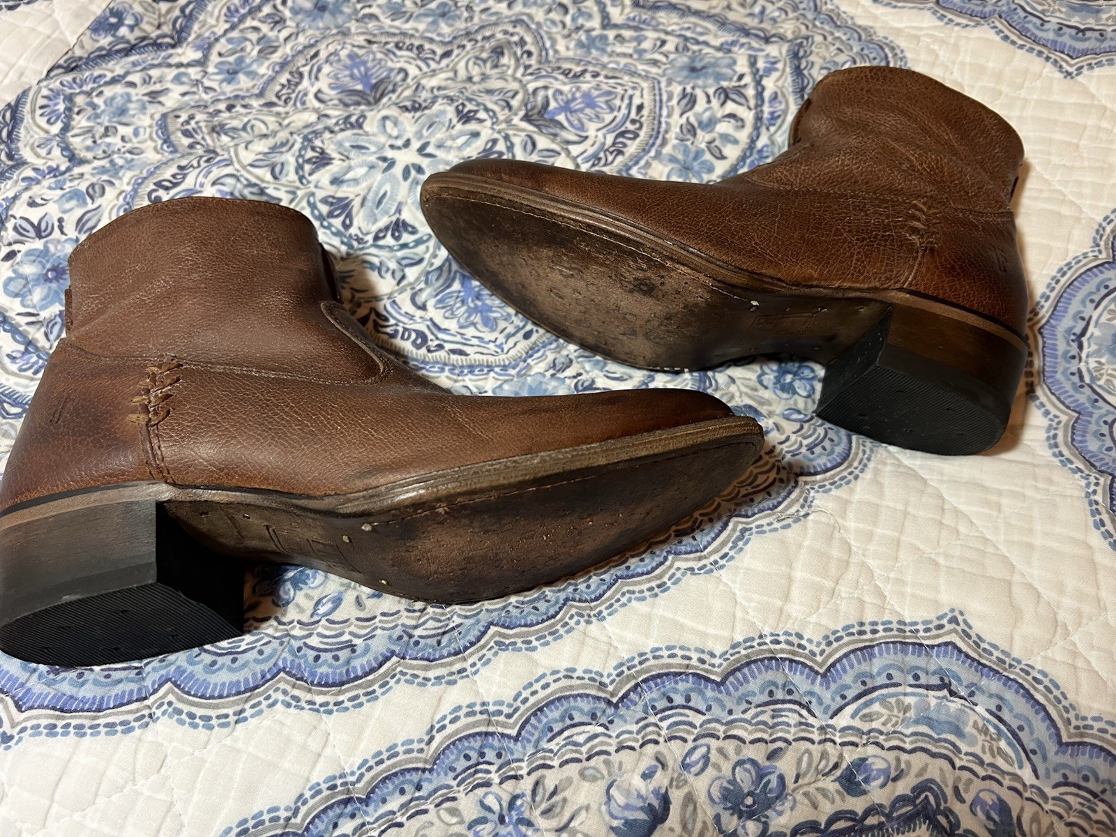 Frye Women’s Brown Leather Ankle High Boots Size 6.5, Made In Mexico