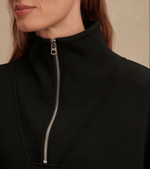 Varley DoubleSoft Hawley Half-Zip Sweatshirt Size XS Black Pullover