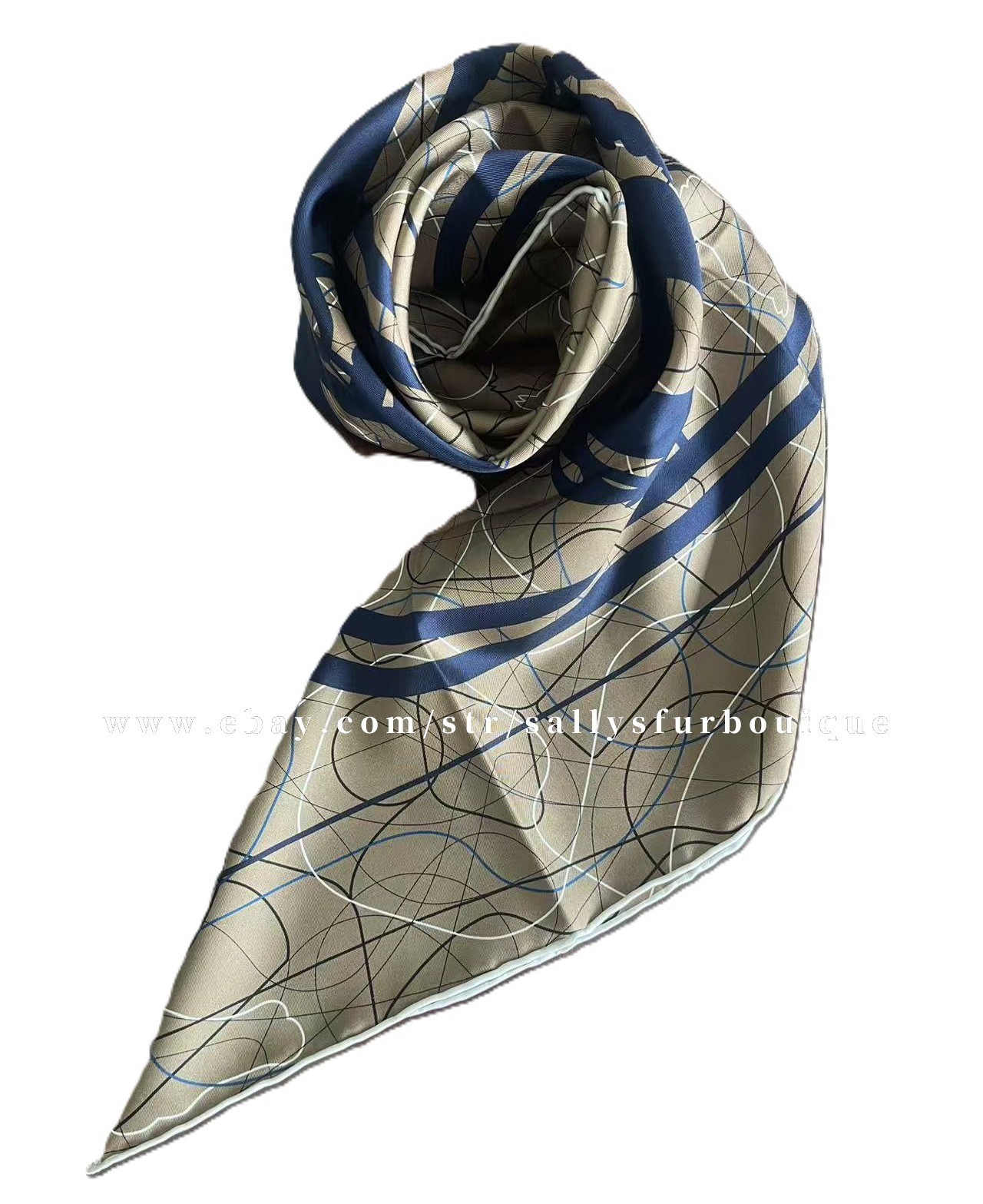 Sallys 18 Momme Heavy Twill Silk Saddle Print Wrap Scarf Double Face Shawl 90cm
