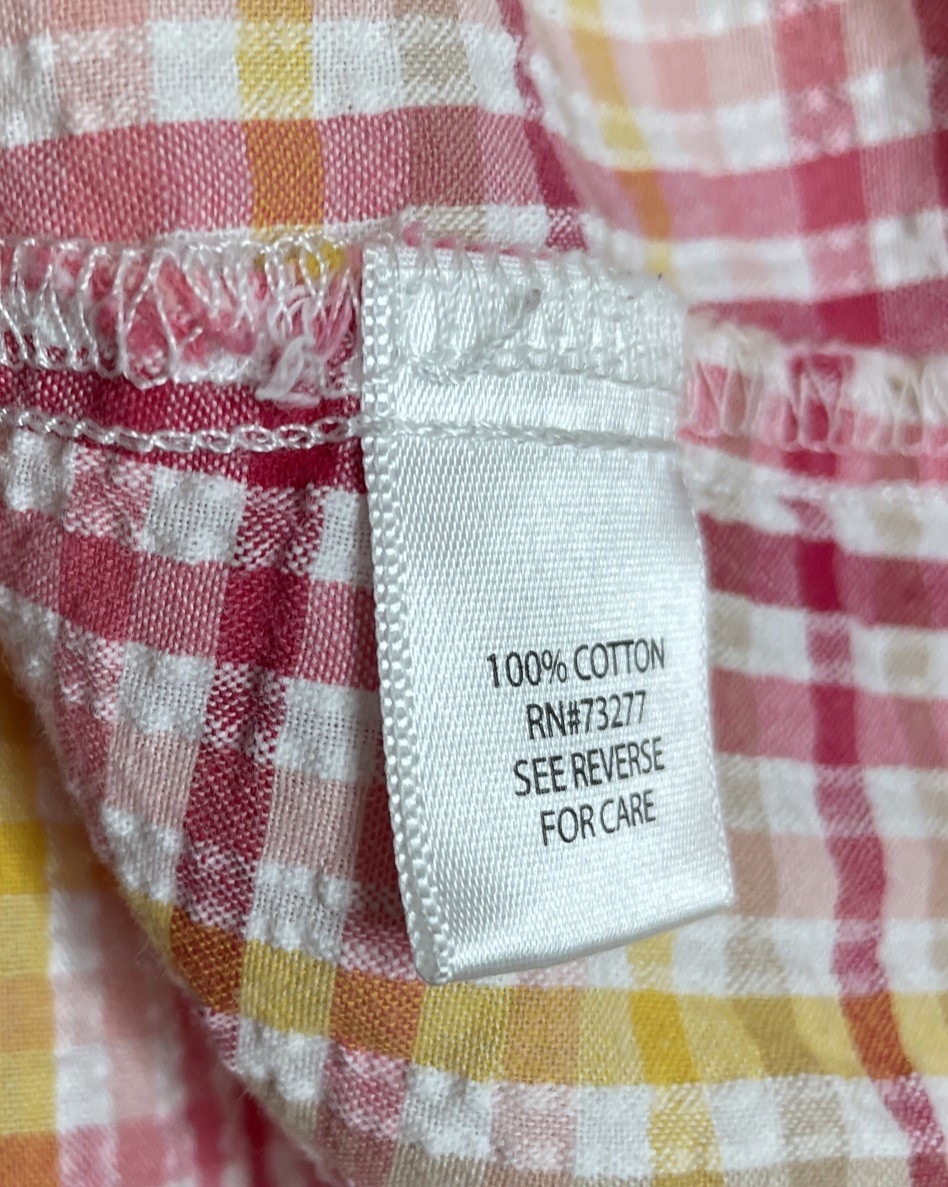 Croft & Barrow Plaid Shirt Women’s Sz Petite L Long Sleeve Seersucker Top Button