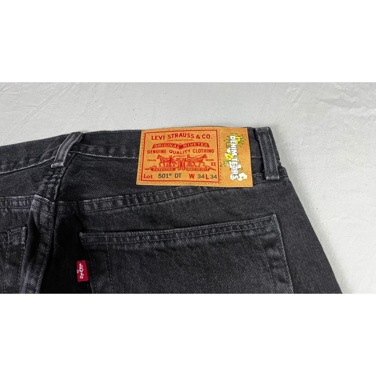Denim Tears Levi’s 501 DT Mens Black Straight Leg Jeans 34×34 Button Fly New