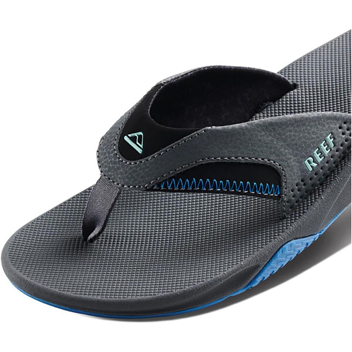 REEF FANNING GUNMETAL GRAY/OCEAN BLUE/BLACK FLIP FLOPS THONG SANDALS MENS SIZES