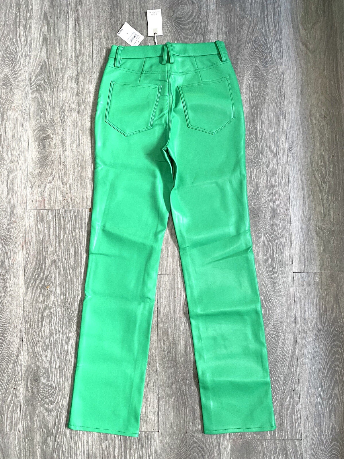 🥝 NWT GOOD AMERICAN FAUX LEATHER SUMMER GREEN PANTS GOOD ICON THICK SIZE 6 / 28