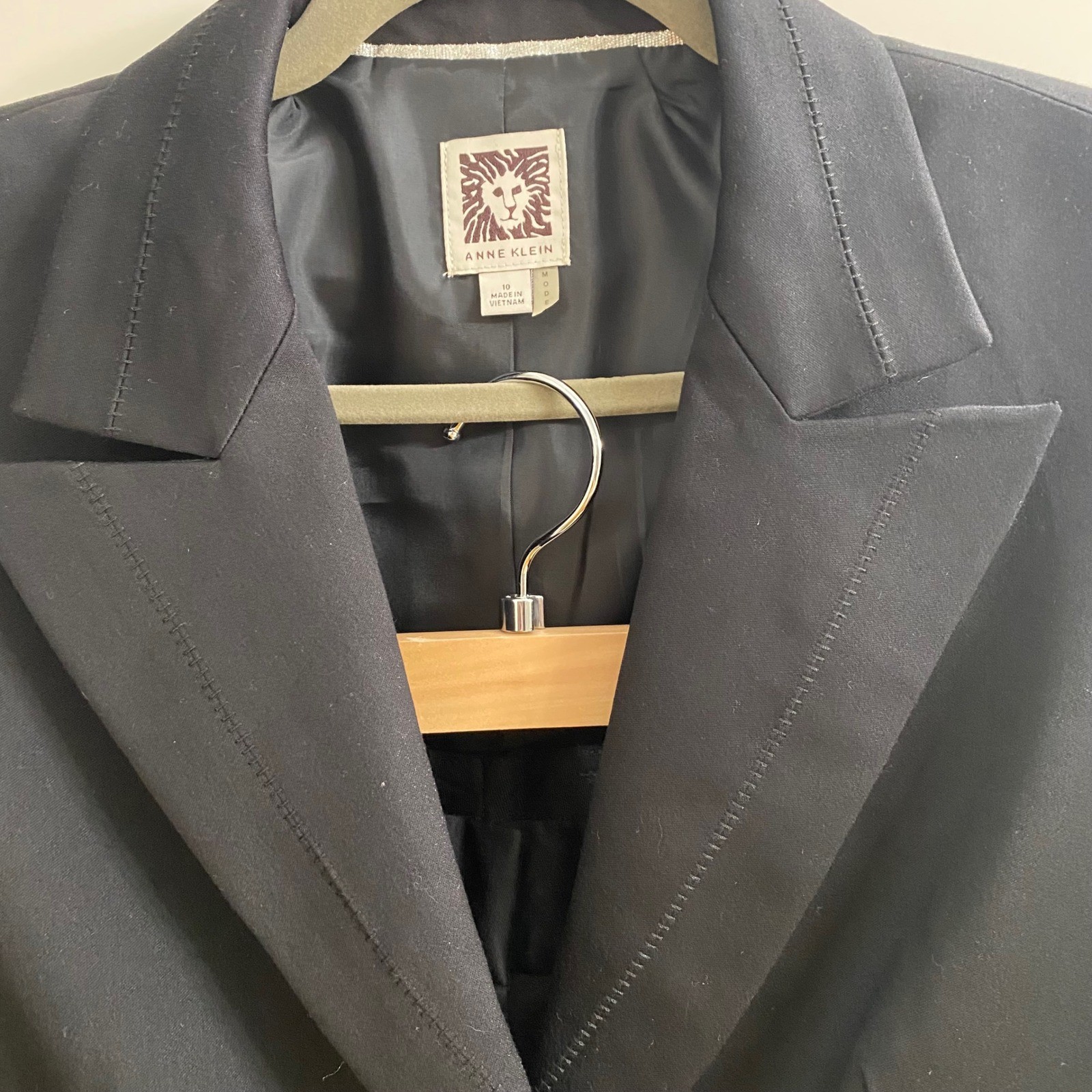Anne Klein Suit Womens Onyx Black 2PC Blazer and Pants Set E78M12B0376 Size 10