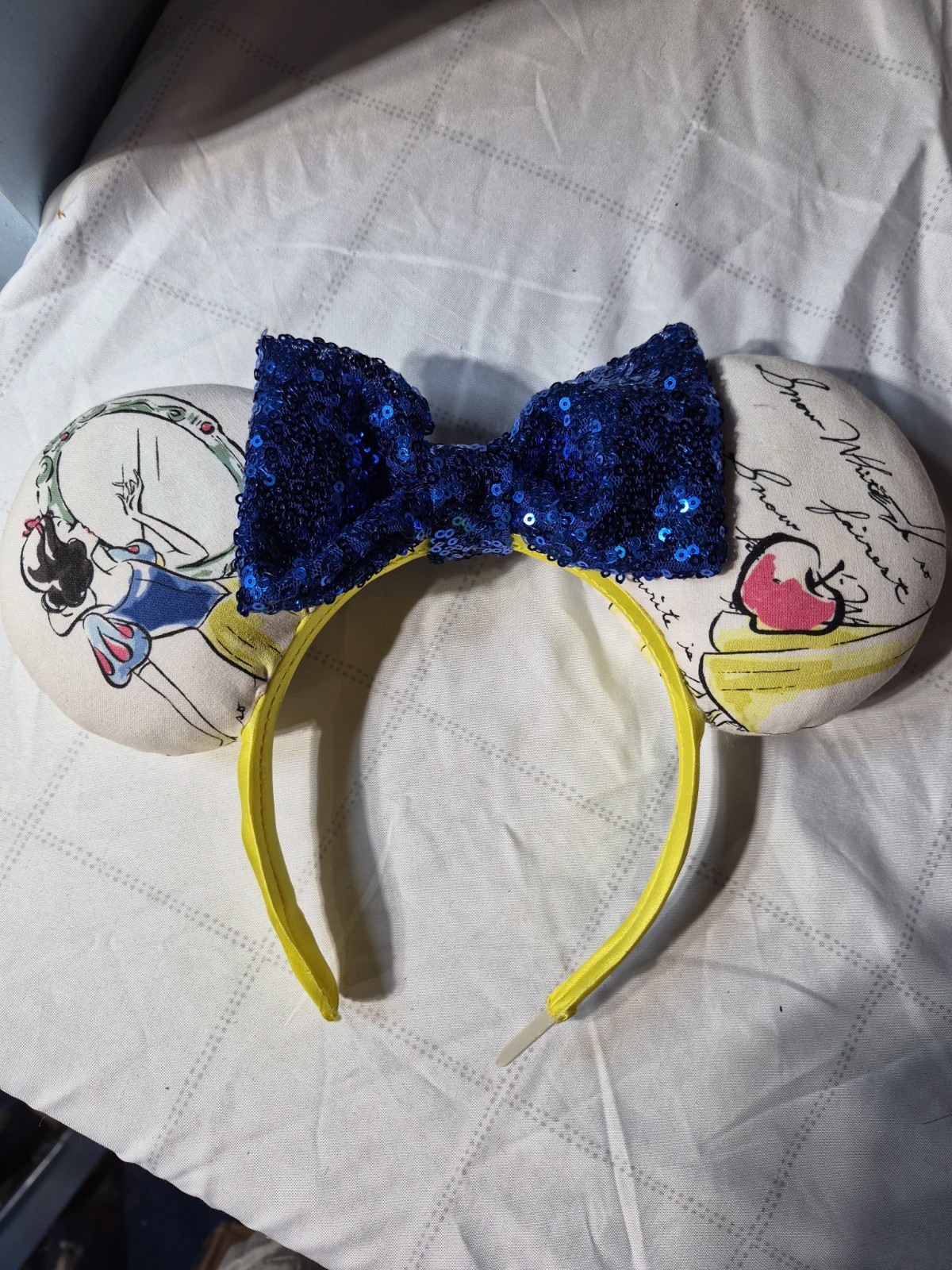 Vintage Disney Parks Snow White Mickey Ears Headband Blue Bow