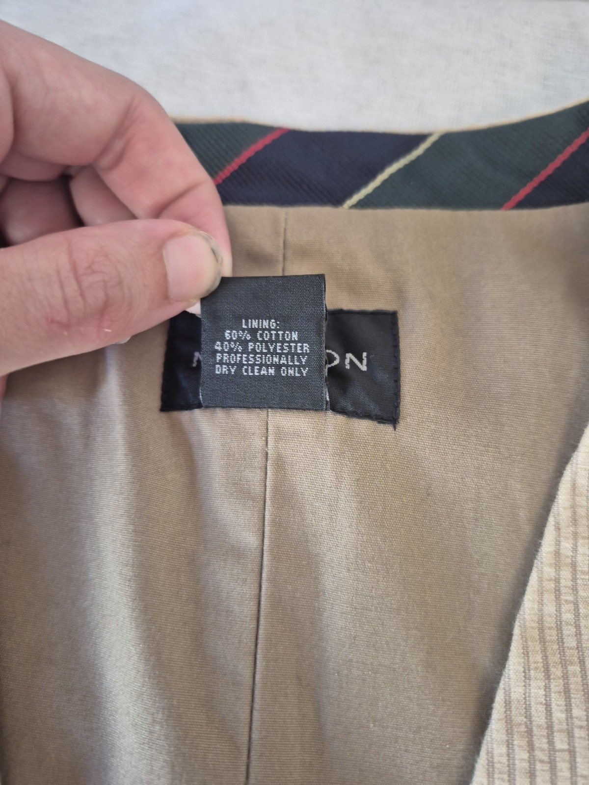 Mens Large Madison Brand Button Front Suit Vest Tan Brown Good 100% Cotton