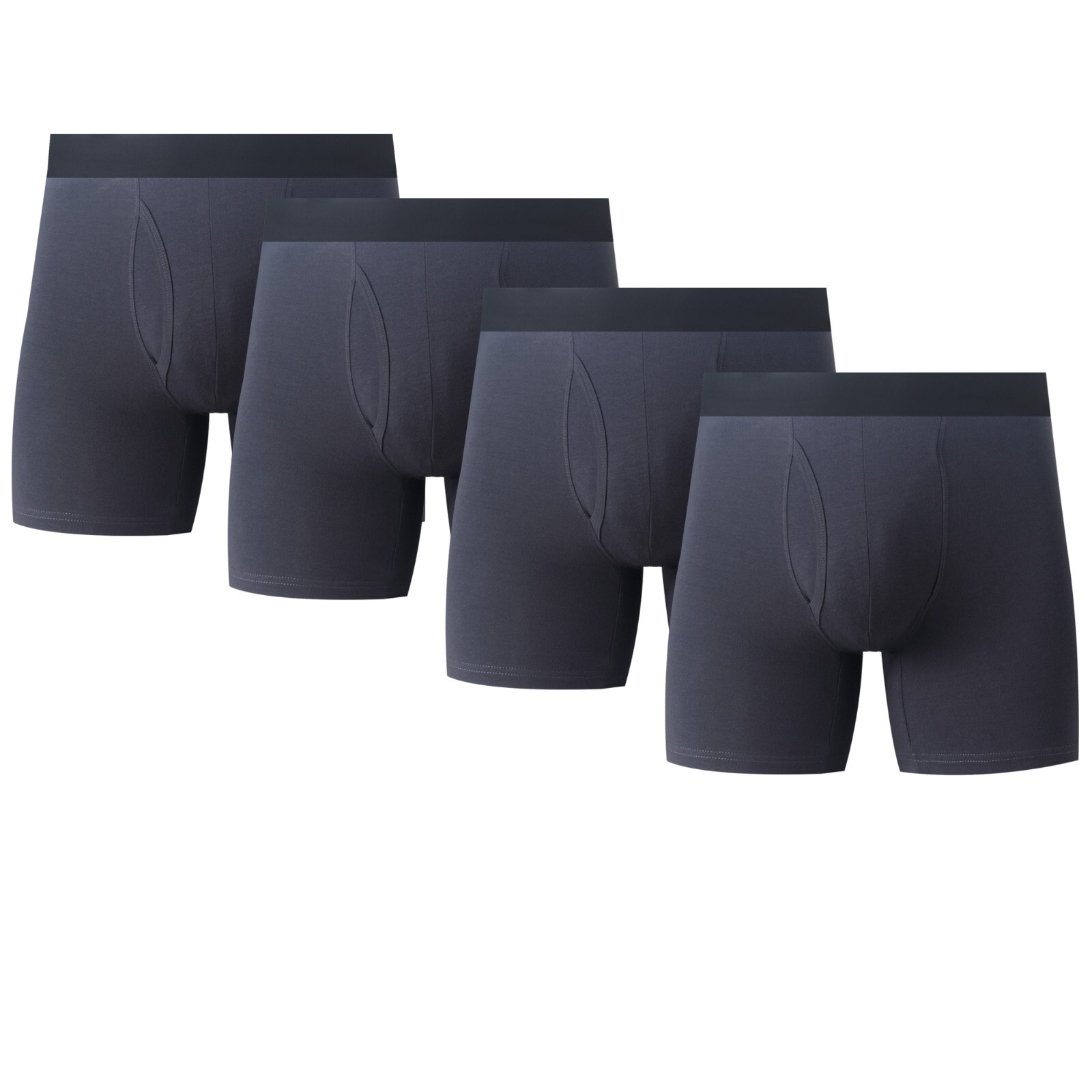 4PK Mens Cotton Boxer Briefs Tagless Comfort Flex Underwear With Opening Fly