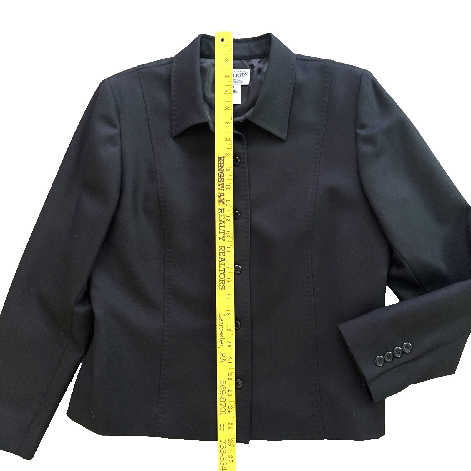 VTG Pendleton Virgin Wool Jacket Womens Sz 14 Black Classic Button Up Blazer USA