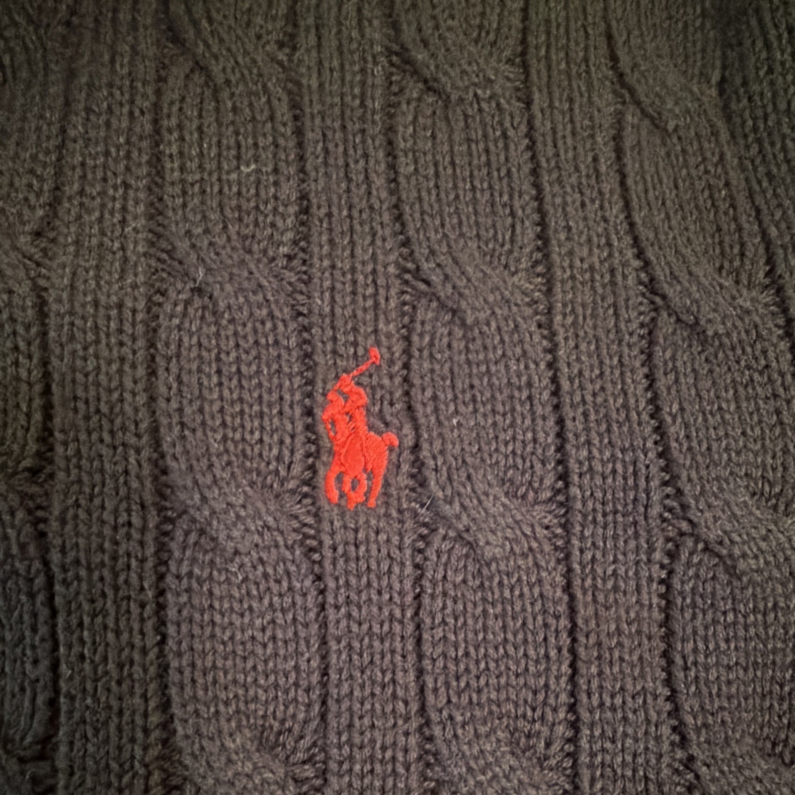 Polo Ralph Lauren Boys BLACK Cable-Knit 1/4 Zip Pullover Sweater L 14/16