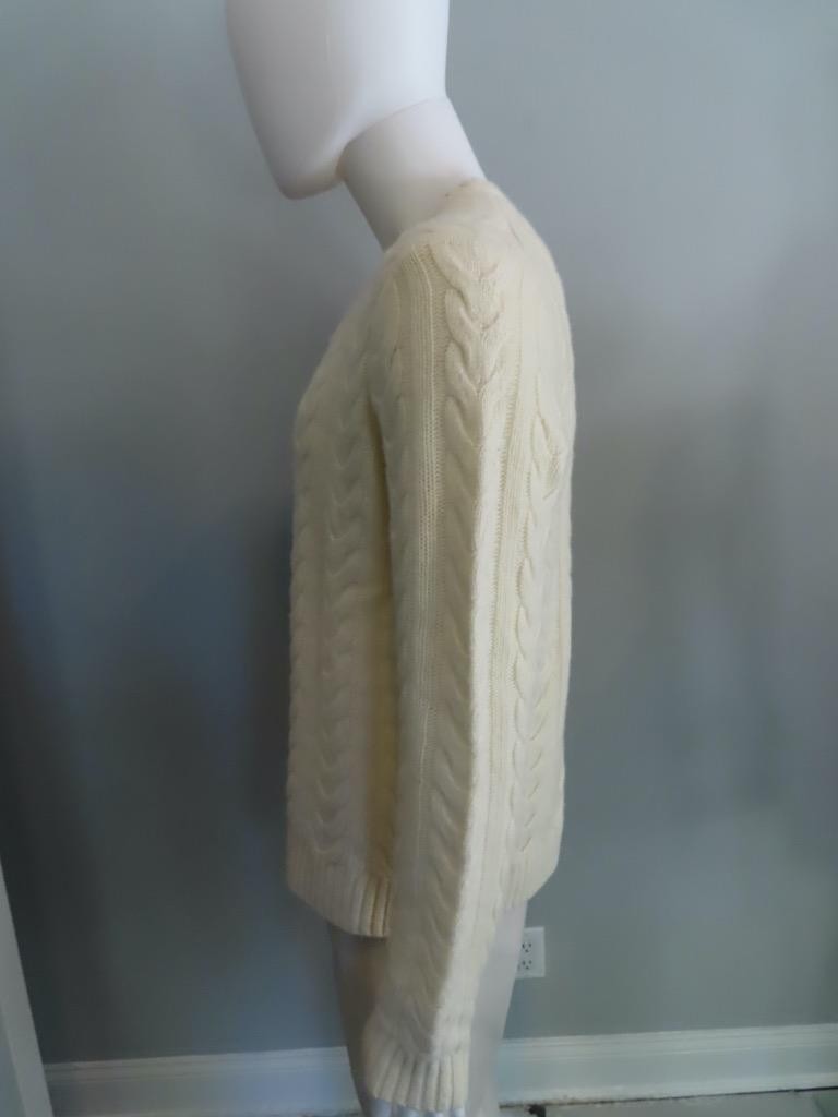 Todd Snyder Cream Merino Wool Cable Knit Crew Neck Pullover Sweater Size M