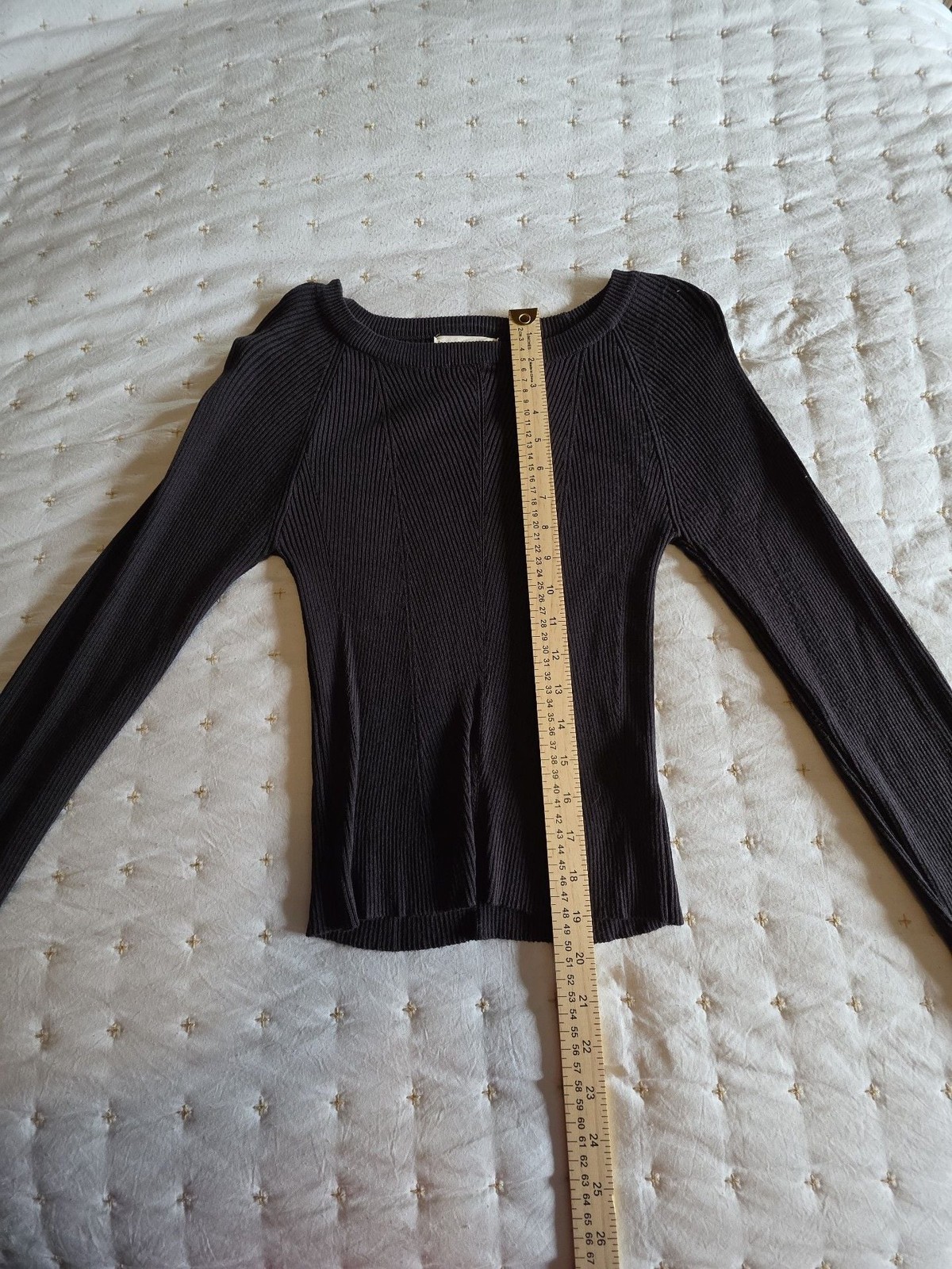 By Together Women’s Black Ribbed Long Sleeve Knit Top