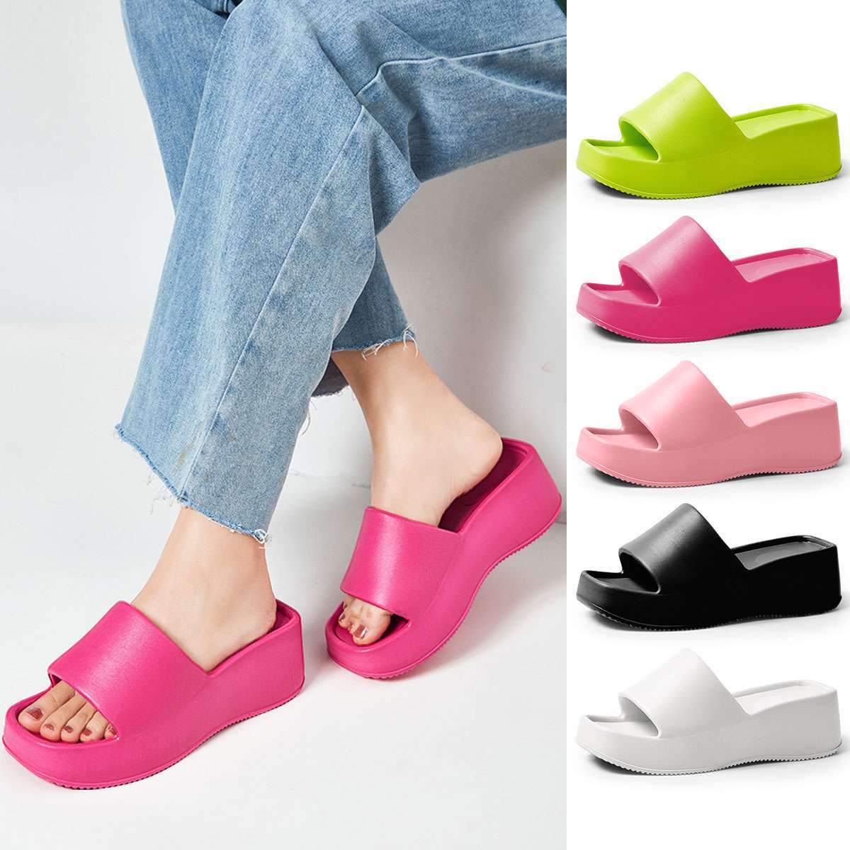 Womens Wedge High Heels Summer Platform Slippers Shoes Casual Peep Toe Sandals
