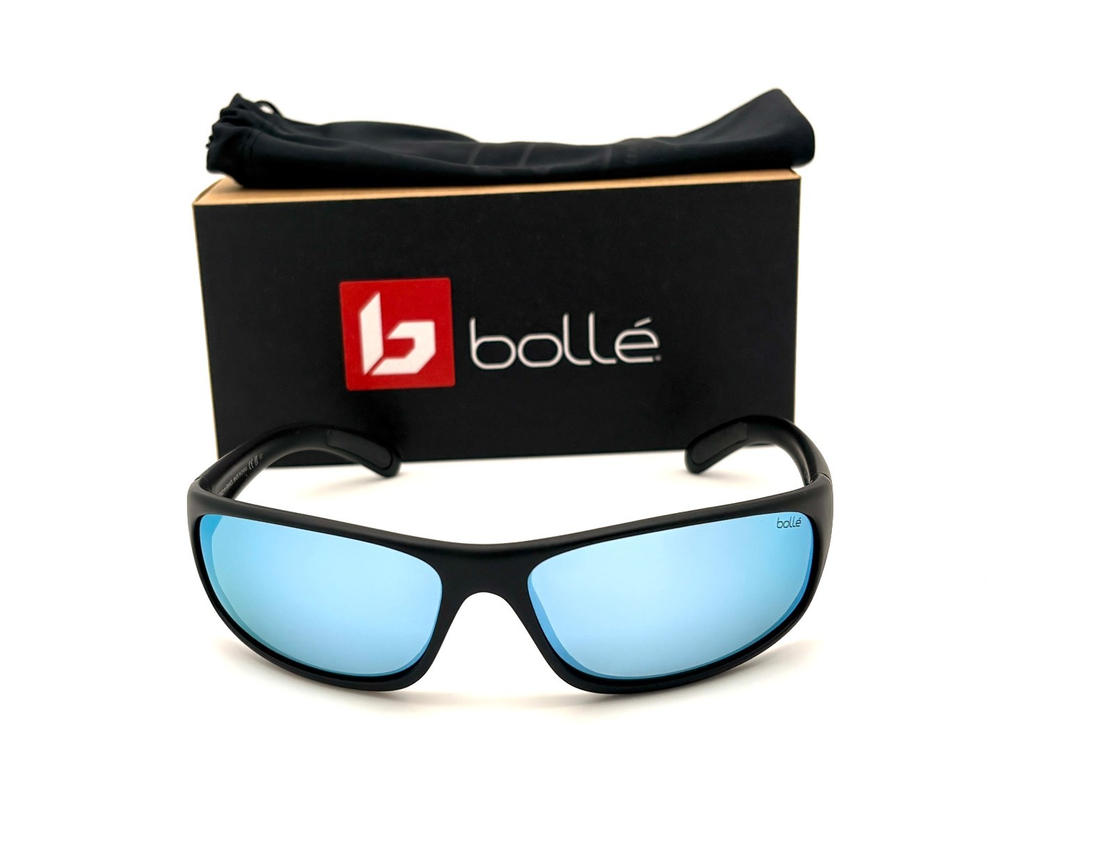 BOLLE ANACONDA Matte Black / Sky Blue Polarized 64mm Sunglasses