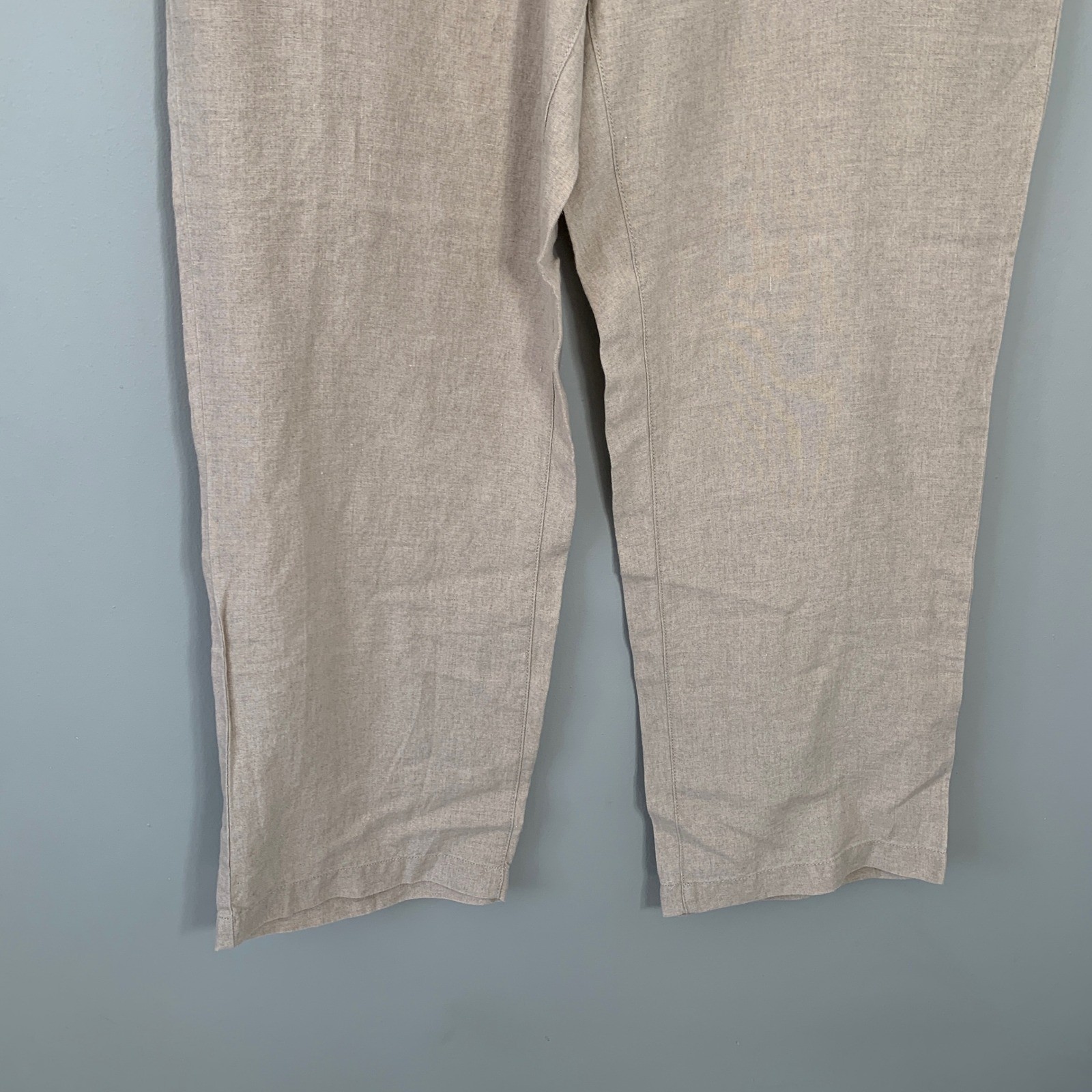 L.L. Bean Classic Fit 100% Linen Pants Beige Tan Womens 18 Reg
