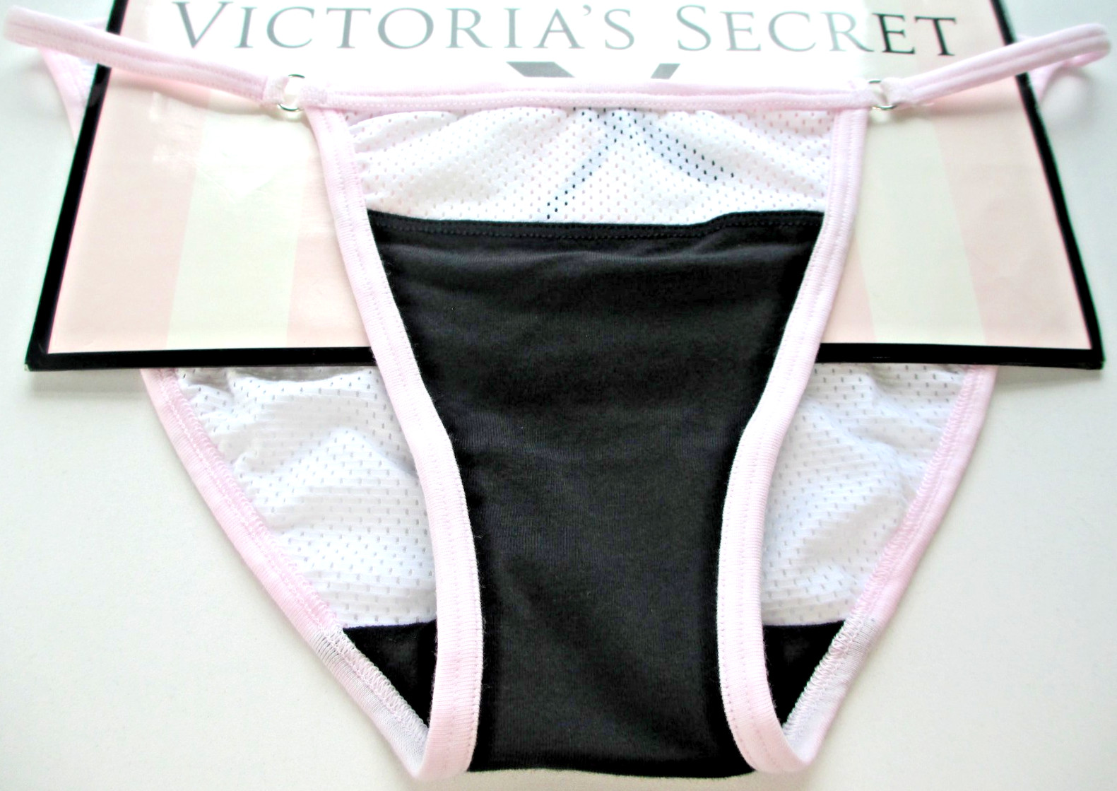 VICTORIA’S SECRET PINK Cotton Mesh String Bikini Panty S M L XL White Black VS