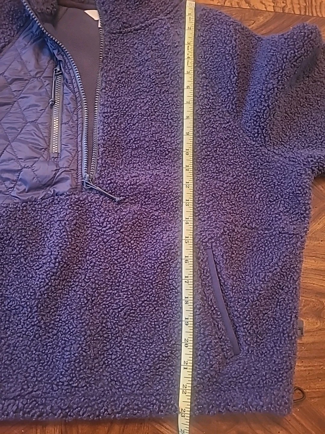 2 Joy Lab 1/2 Zip Sharpa Pullover Blue & Gray Cropped Plush Drawstring Hem…