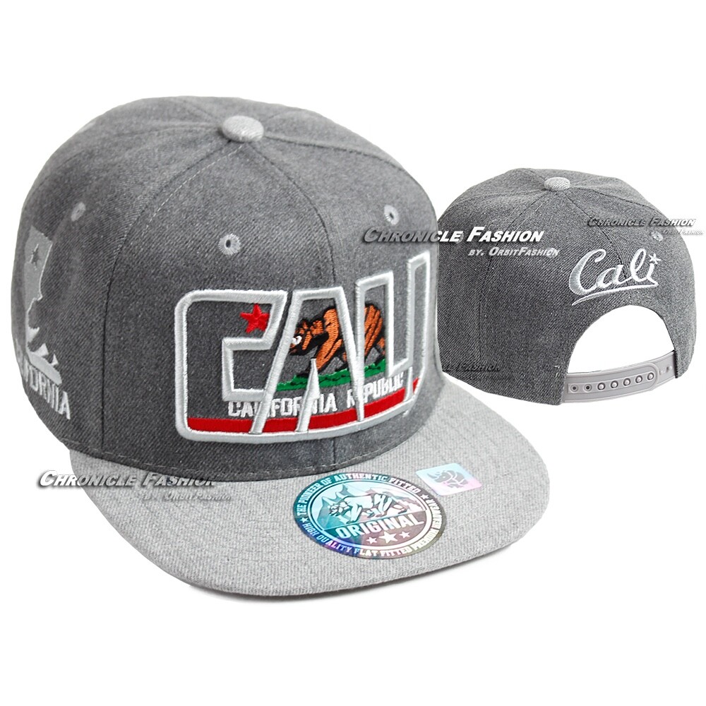 Baseball Cap California Republic Cali Bear Snapback Adjustable Hat Flat Bill Men