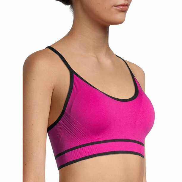 -AVIA SEAMLESS LOW IMPACT SPORTS BRA MAGNETA PINK BLACK BRA PADS NYLON/SPAN XXL