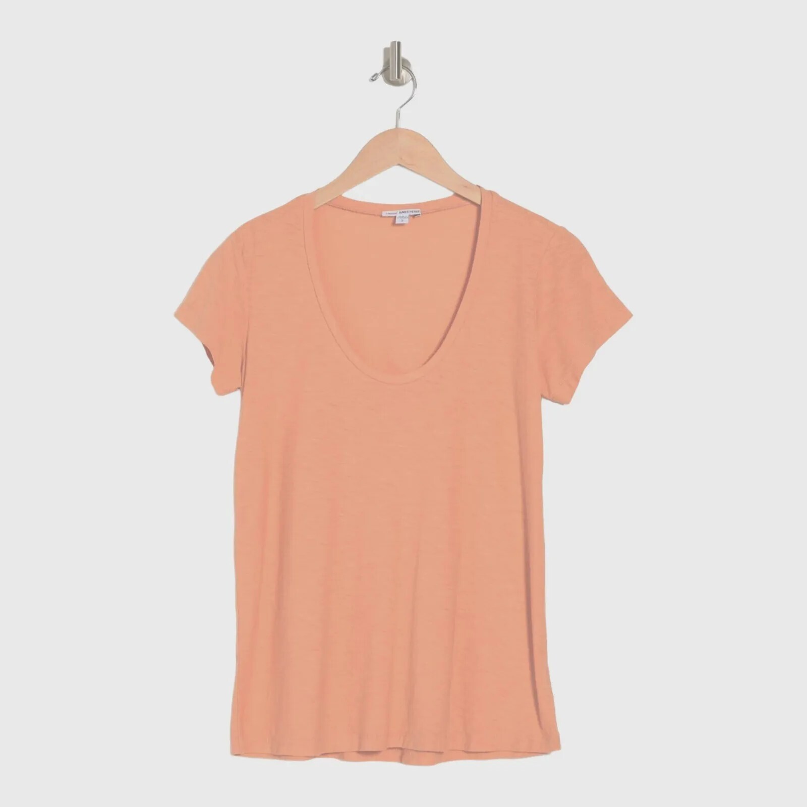 Standard James Perse Womens T-Shirt Deep U-Neck Villa Size 2(M) Peach Tee NEW