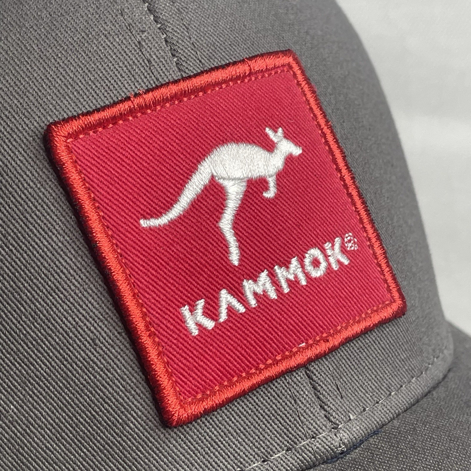 Kammok Trucker Hat Red Kangaroo Logo Gray Unisex Mesh Adjustable Snapback Cap