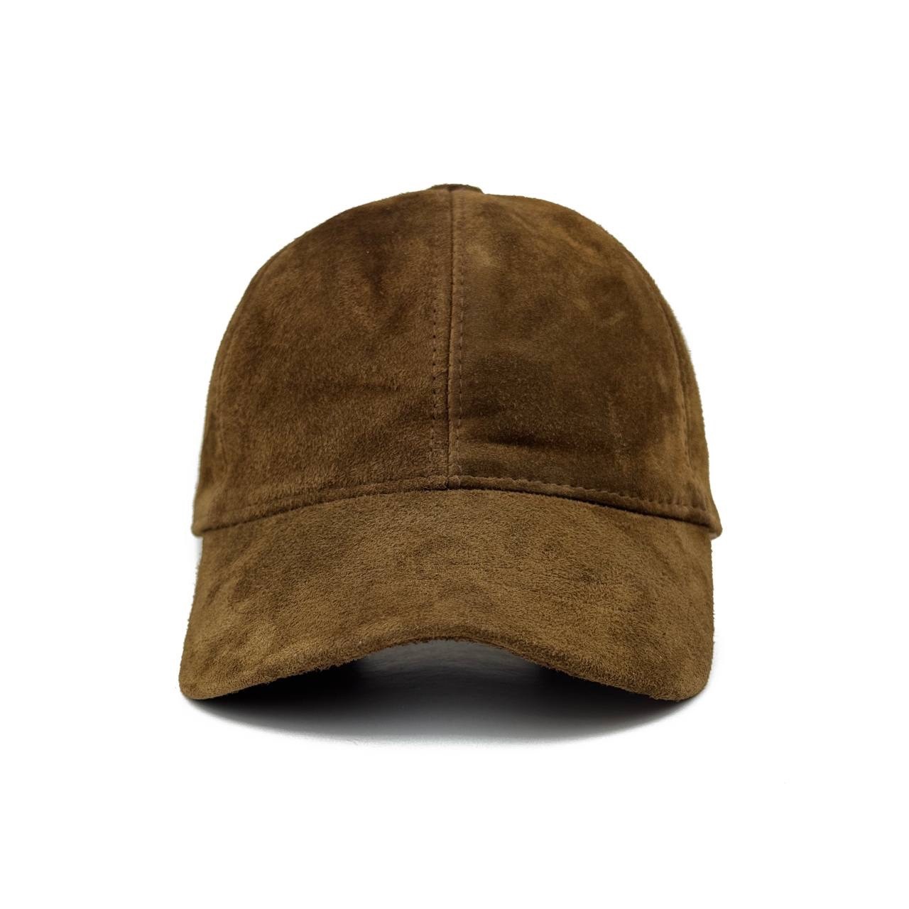 Real Suede Leather Baseball Cap for Men – Handmade Premium Quality Brown